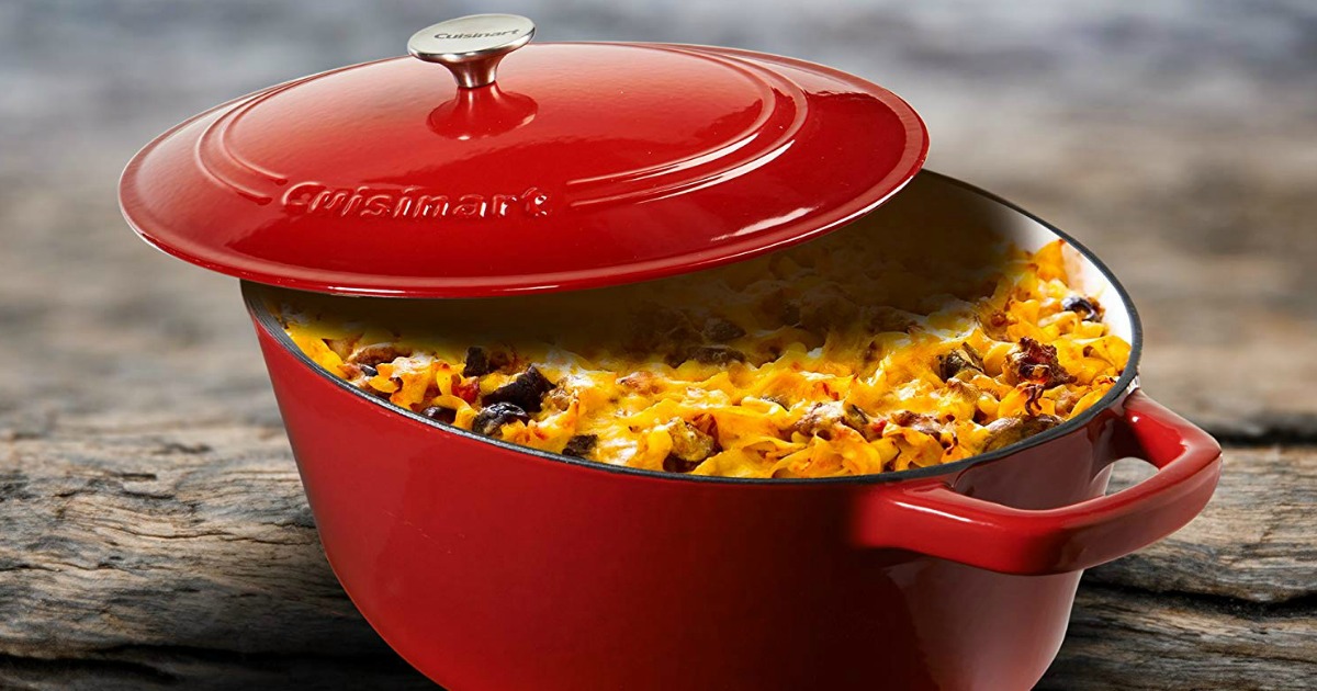 cast iron pan with casserole in it