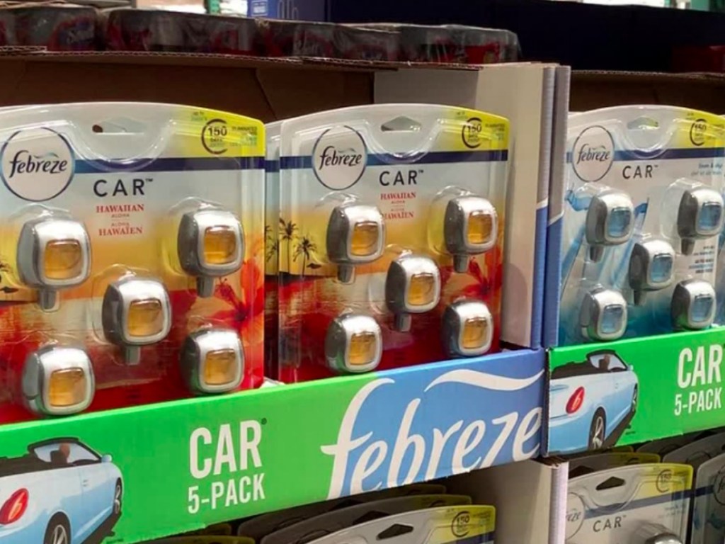 Febreze Car Vent 5-packs on shelf at Costco