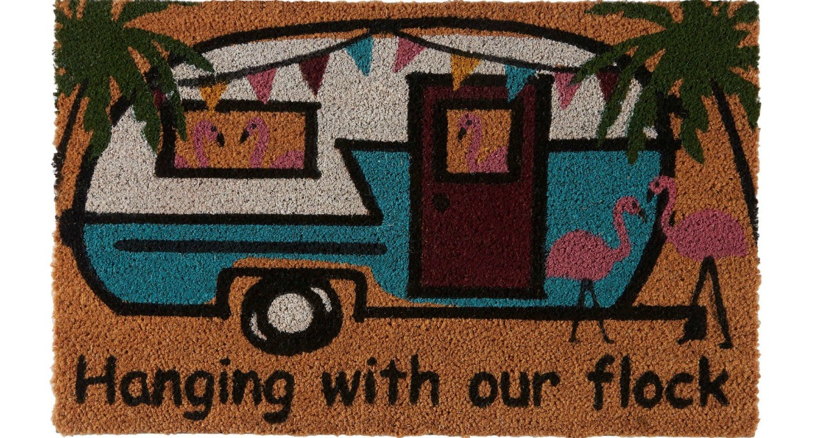 Vintage camper themed door mat