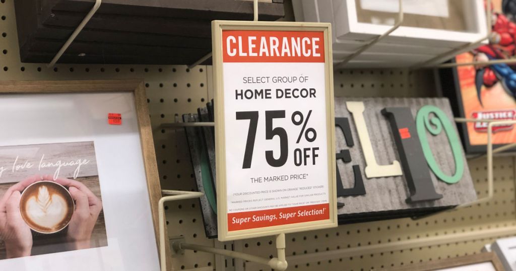 Clearance Home Decor sign in hobby lobby with decor signs behind it