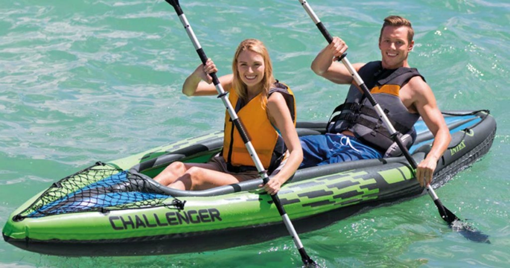 woman and man kayaking in challenger