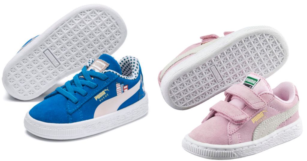 kids blue and pink puma shoes