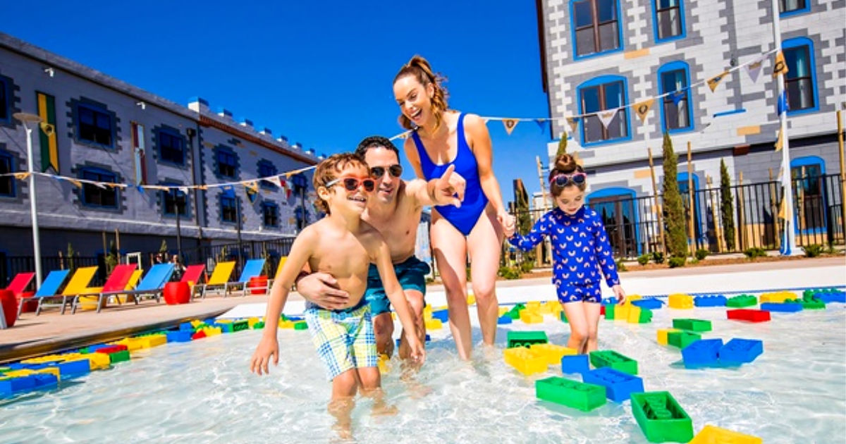 family in legoland california pool