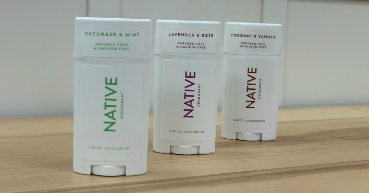 three native deodorants on counter