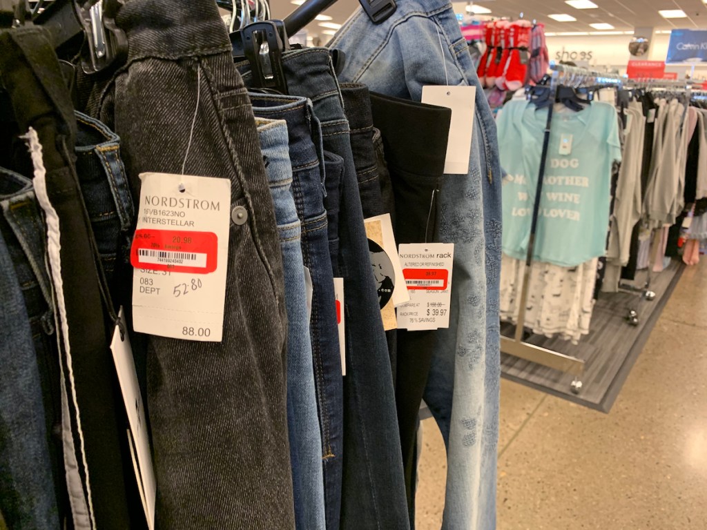 rack of men's jeans