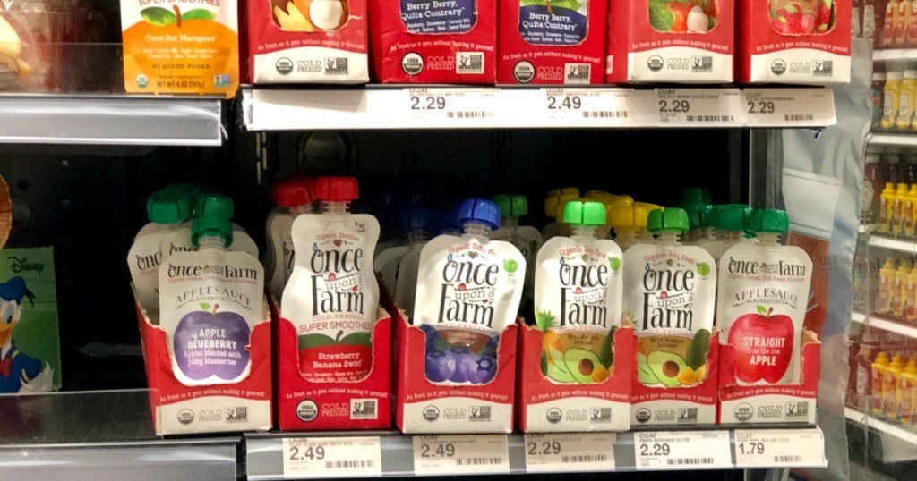 Once upon a farm pouches on Target shelf