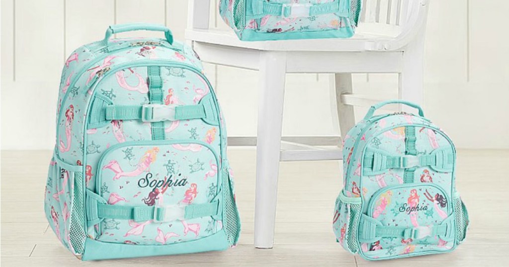 3 pottery barn kids aqua colored backpacks