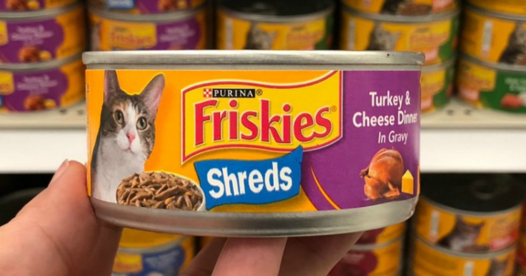 Can of purina shreds cat food