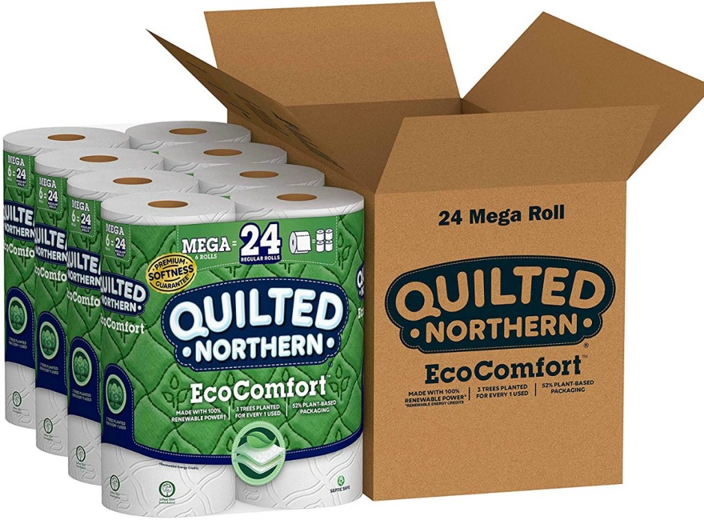 Quilted Northern Toilet Paper next to a box