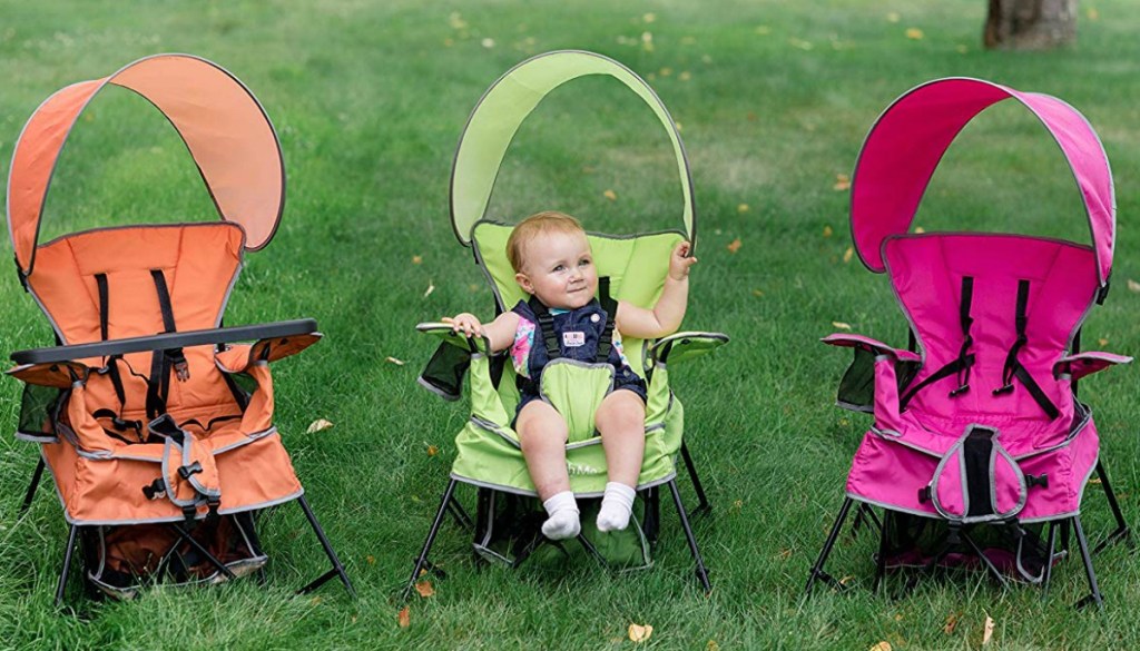 Three Portable Chairs outside in the grass