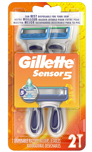 a 2-pack of Gillette disposable razors