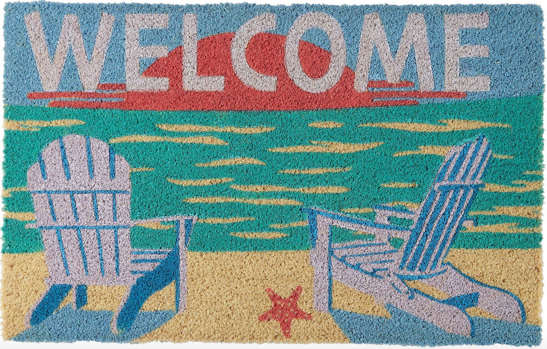 beach scene Welcome door mat