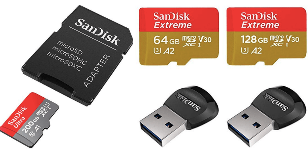 picture of three SanDisk memory storage items