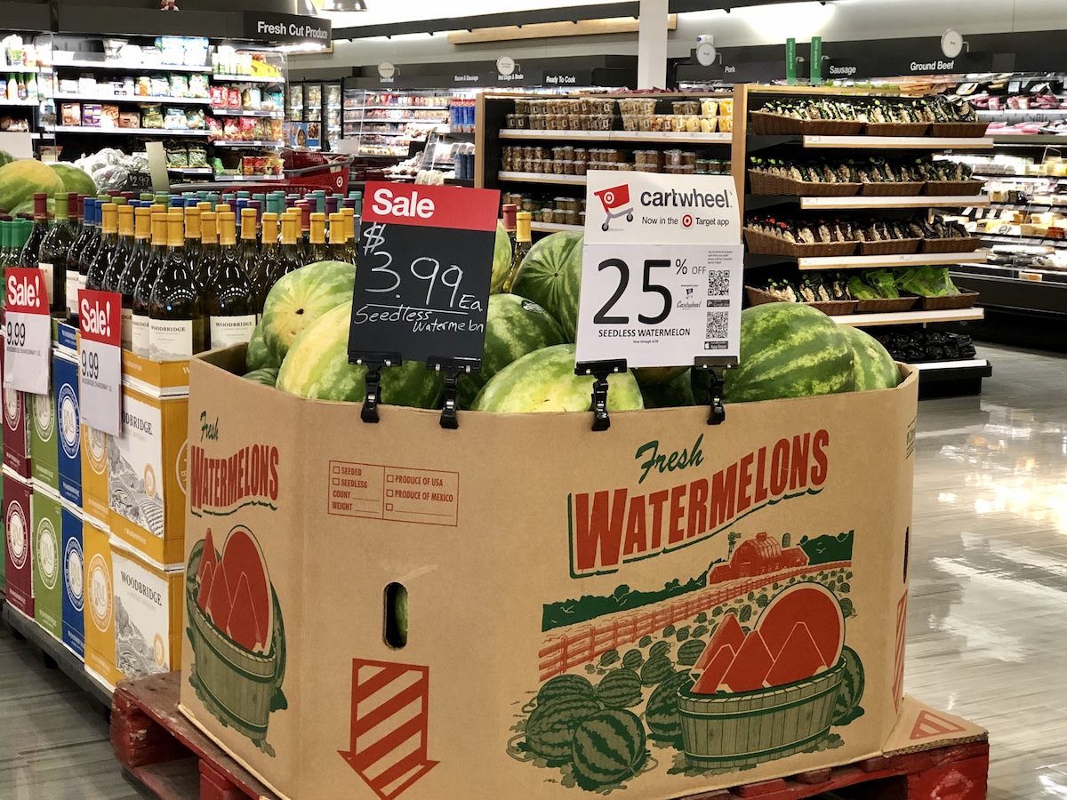 watermelons in produce department at Target