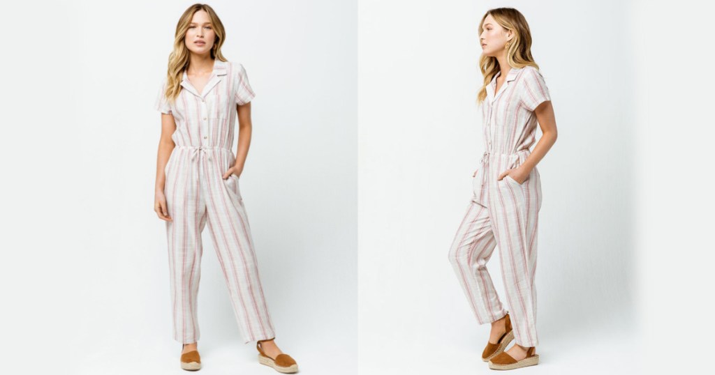 tillys sky and sparrow button tie waist womens jumpsuit