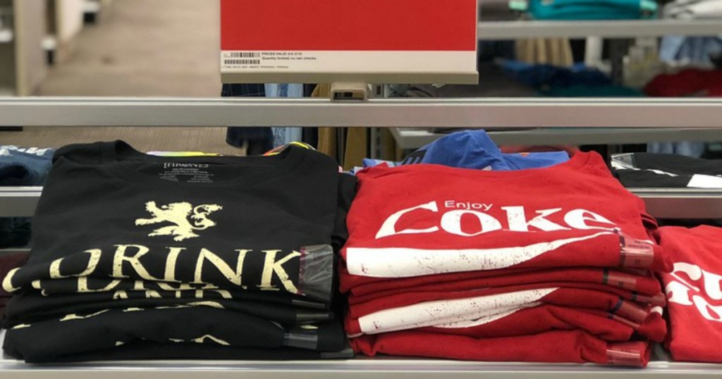 folded t-shirts on shelf