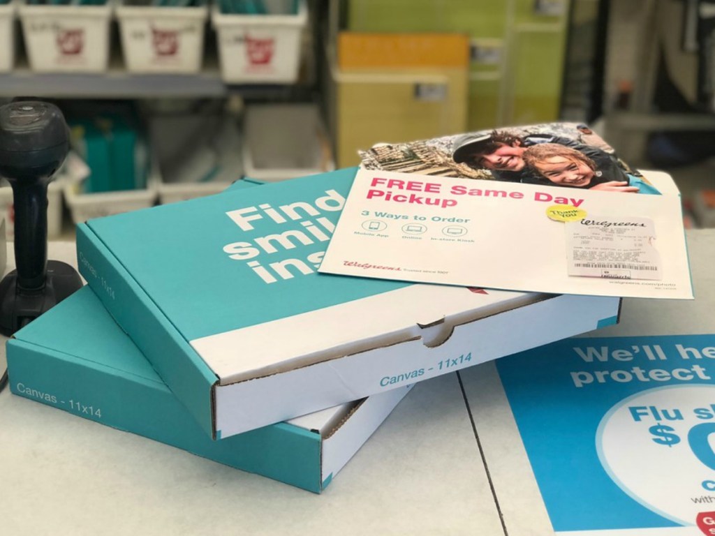 canvas photos in a box at Walgreens
