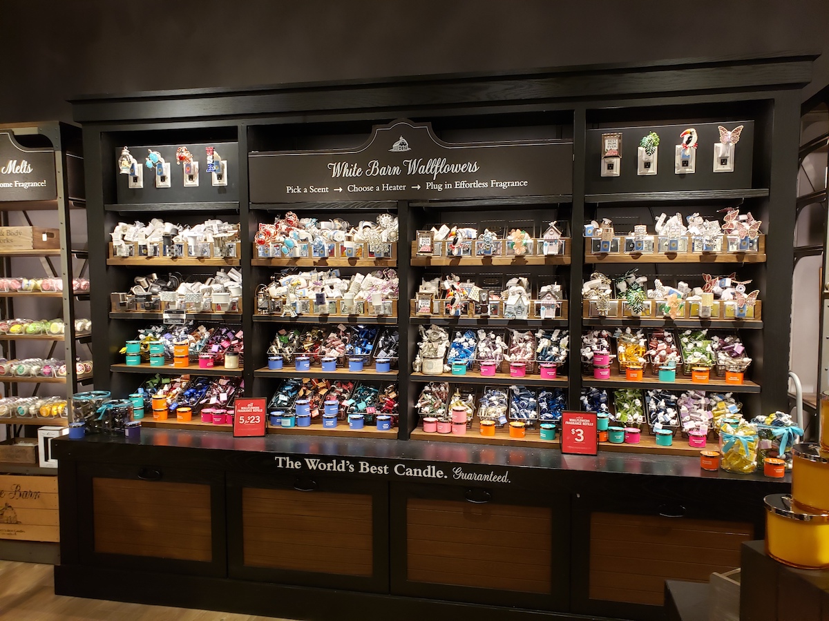 wall display off wallflower refills at Bath & Body Works