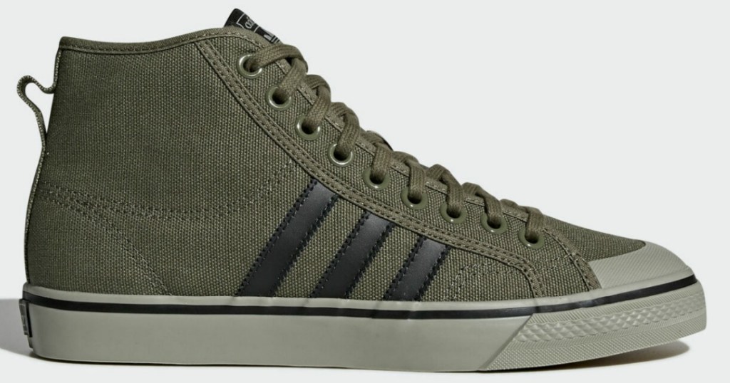 army green with black stripes adidas High Tops