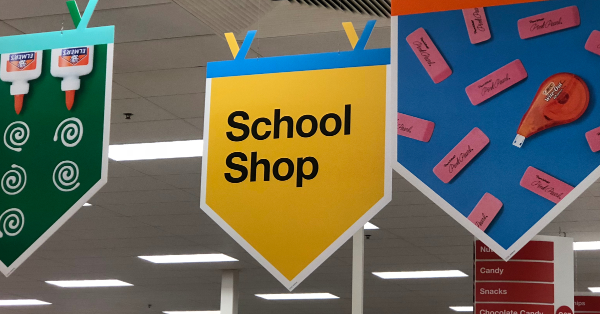Back to school shop signage at Target
