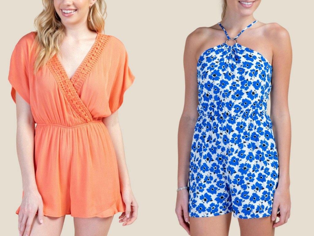 two women wearing rompers