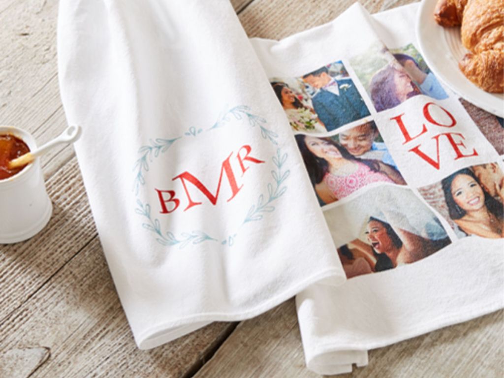 shutterfly tea towel with croissant and honey