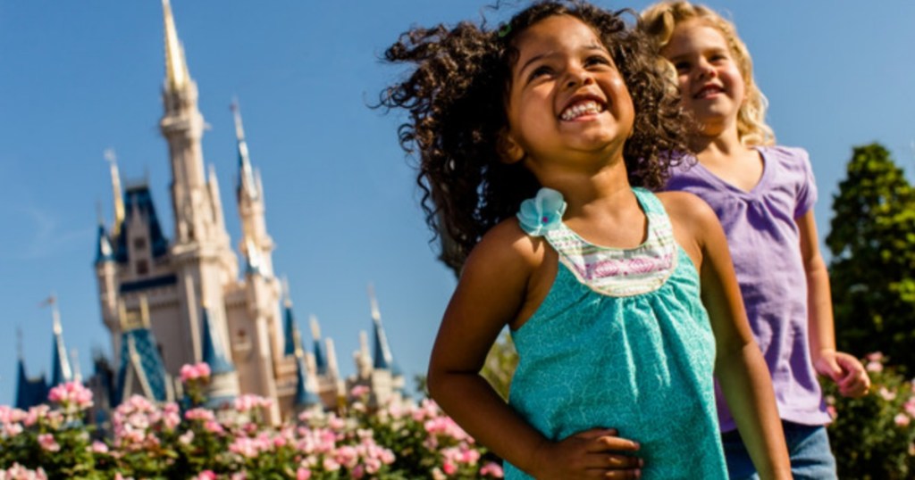 girls having fun at disney world