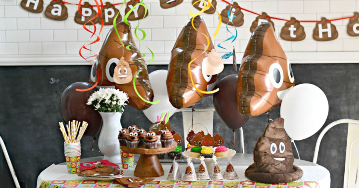 easy poop party theme with decorations on table 