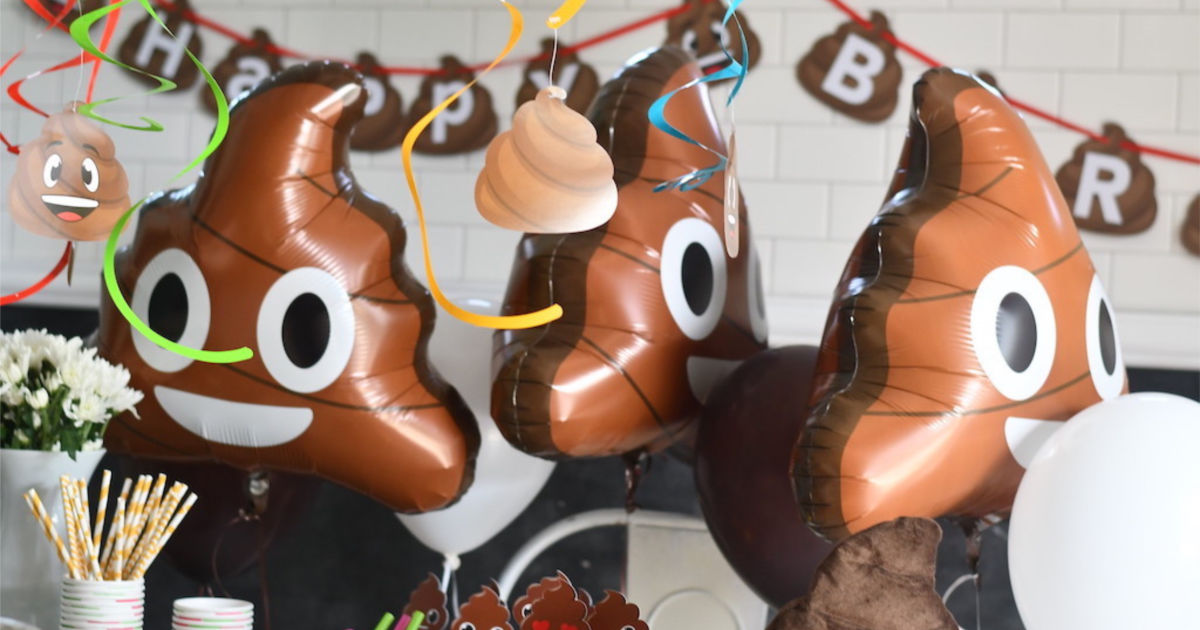 emoji poop mylar balloons for party