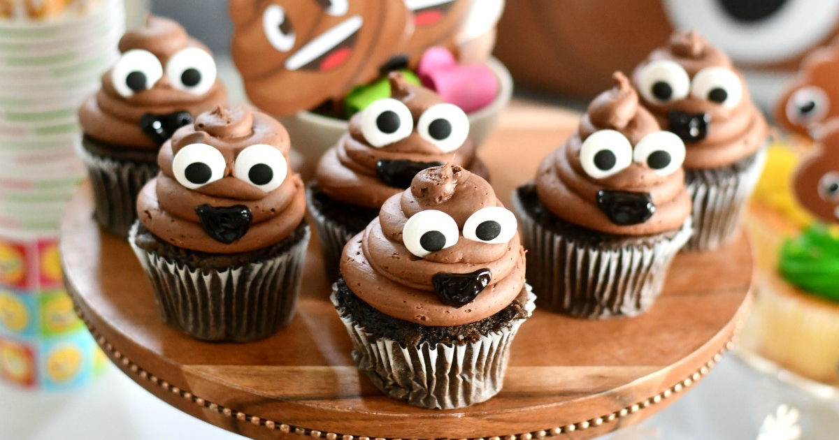 funny emoji poop cupcakes