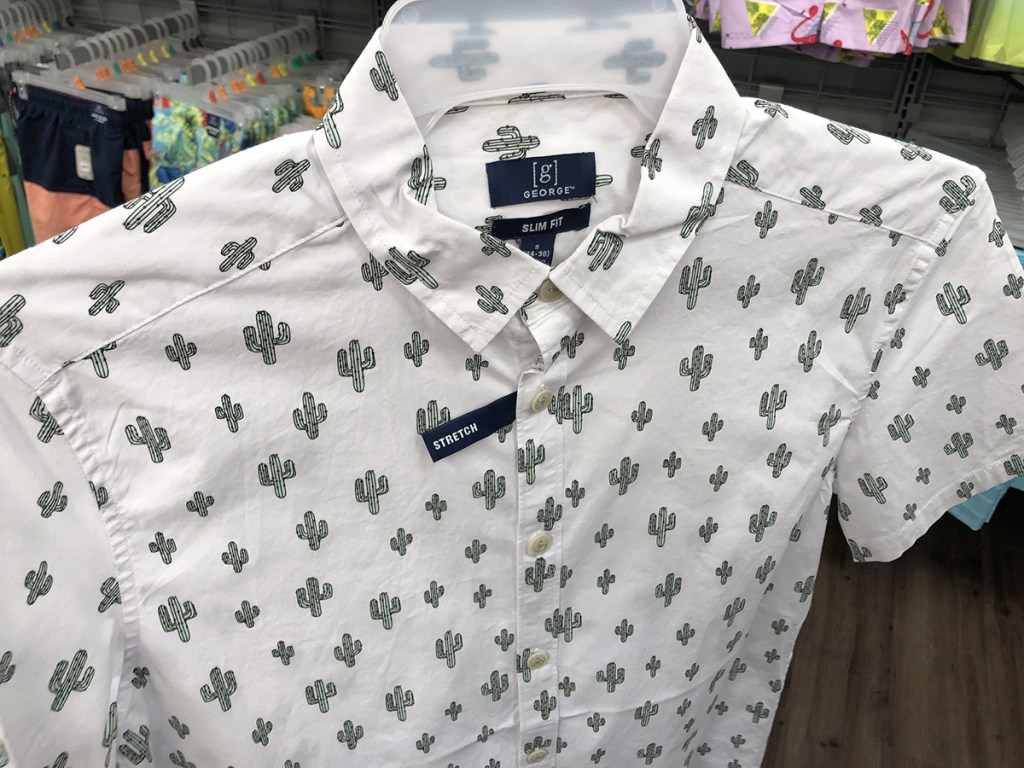 george slim fit cacti print button up shirt at walmart