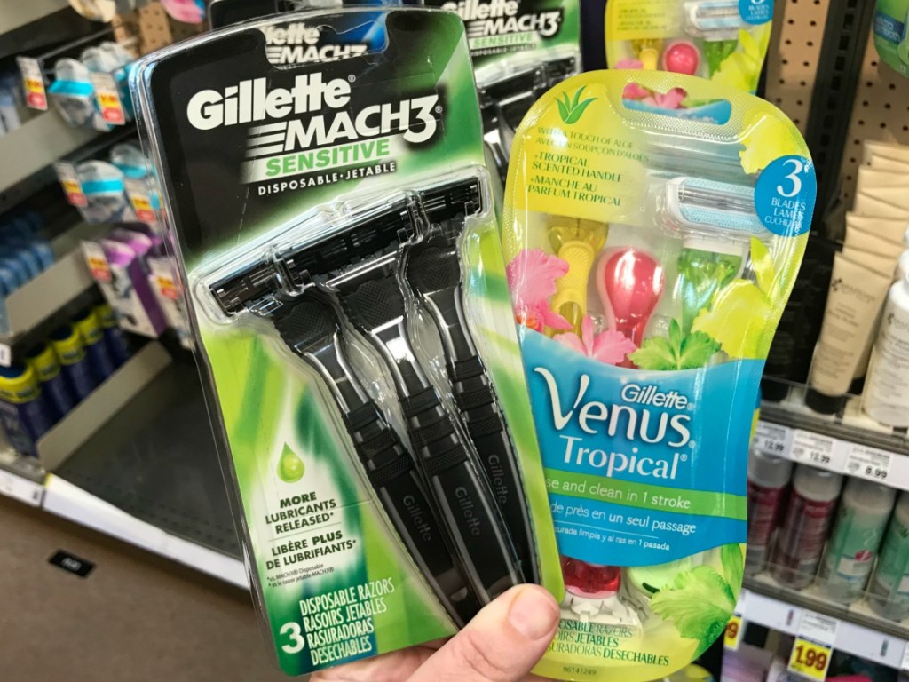 Gillette Men's & Women's Razors in grocery store