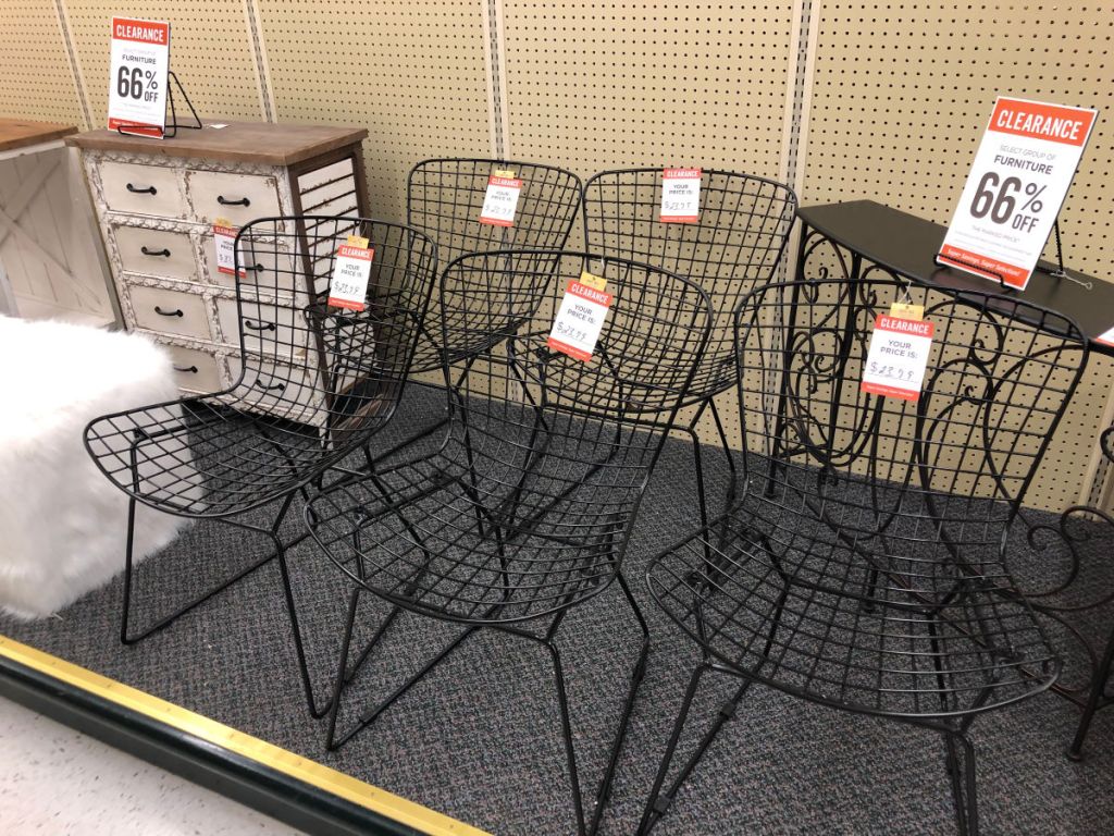black iron patio chairs in hobby lobby, with white fur cube chair and white wood storage chest