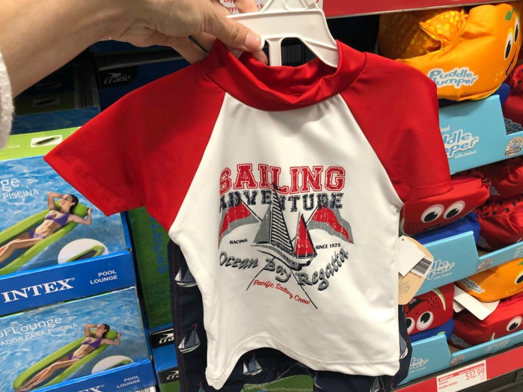 Little boys swim apparel with boats on it