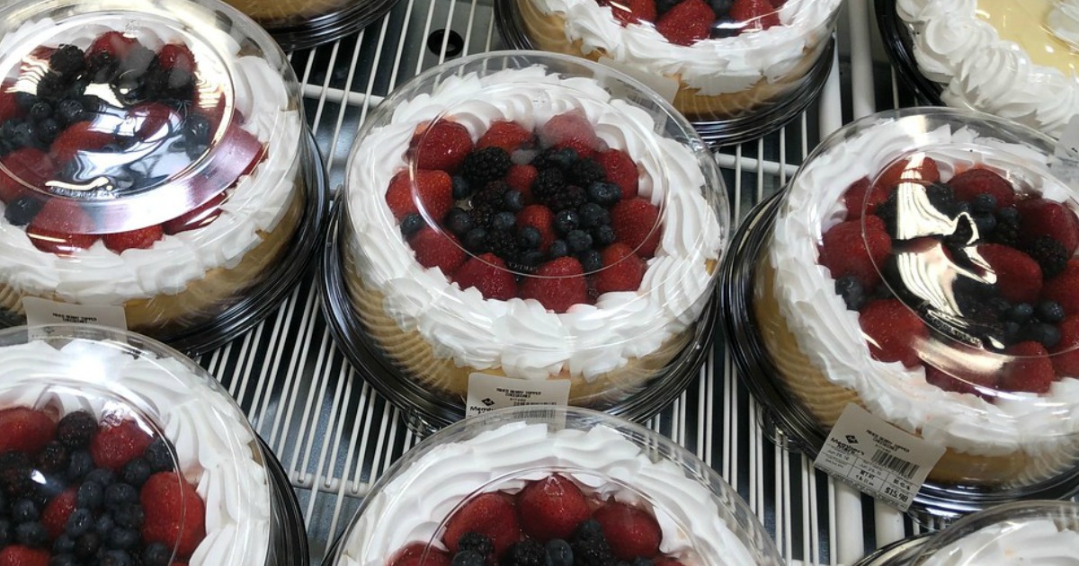 refrigerated case full of berry-topped cheesecake at Sam's Club