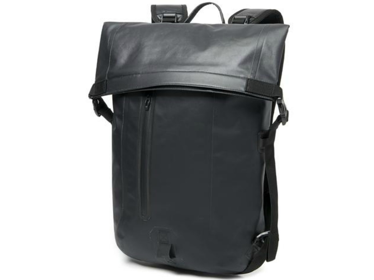 tall and shiny black backpack