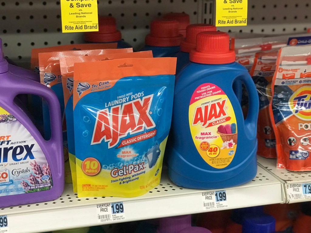 rite aid ajax laundry detergent on shelf