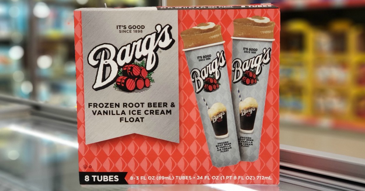 box of barq's frozen root beer float tubes in store