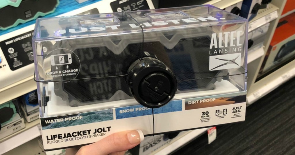 hand holding altec lansing lifejacket jolt speaker at target