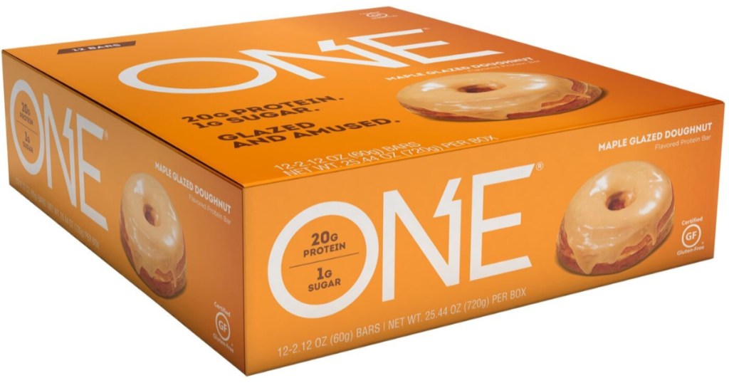 12 pack box of ONE maple doughnut protein bars