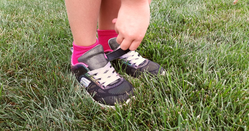 girl in Velcro shoes