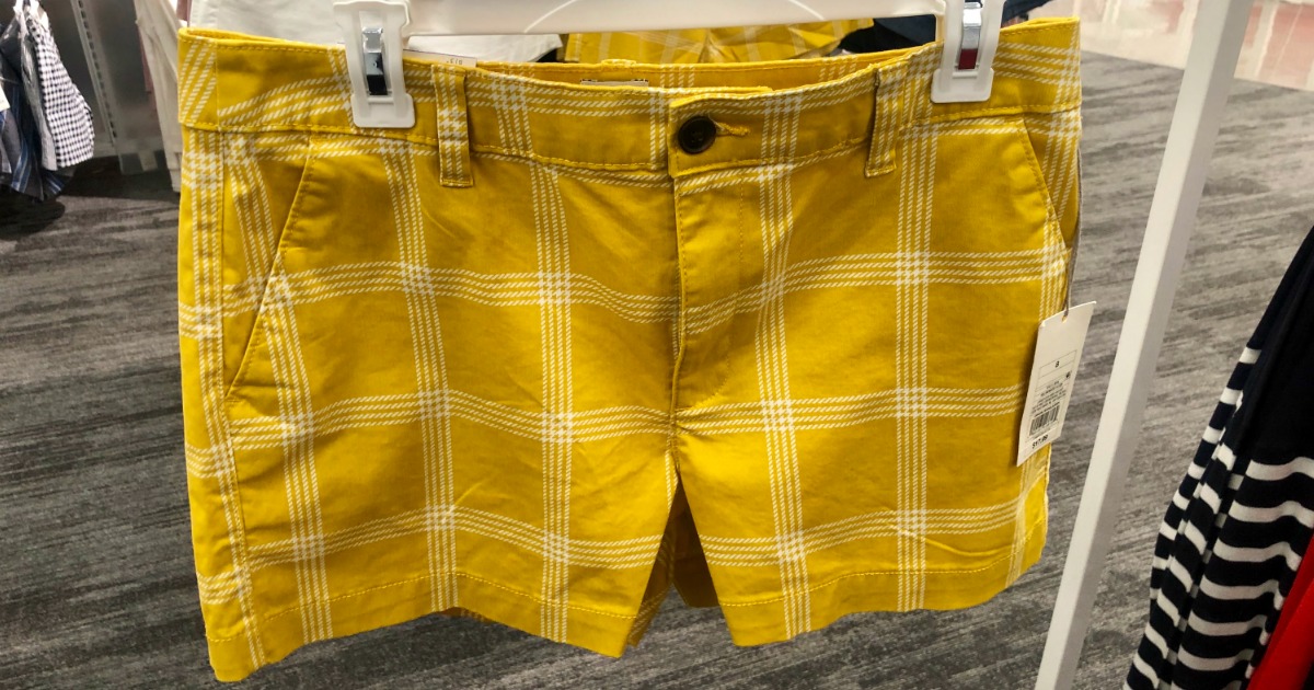 A New Day Plaid Yellow Shorts