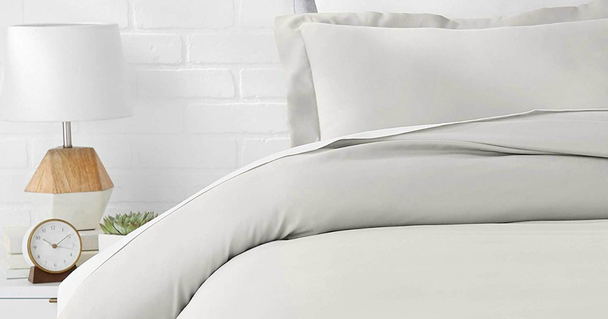 duvet cover and pillow on bed in bedroom