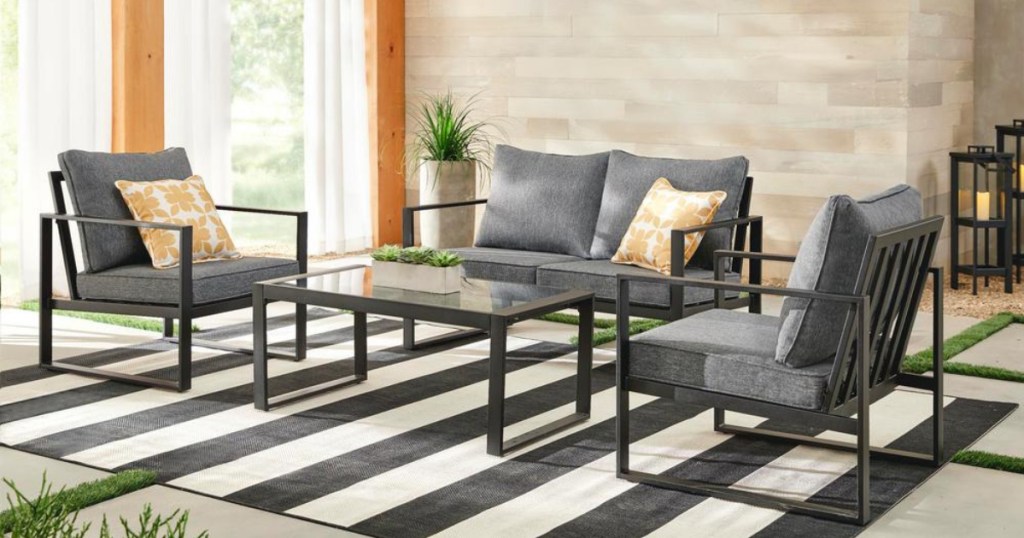 barclay black 4 piece steel patio conversation set