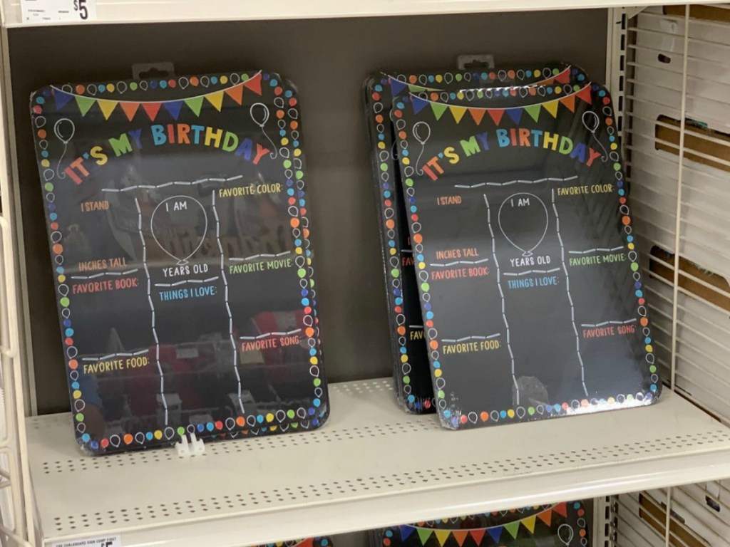 Birthday Signs on Michaels shelf