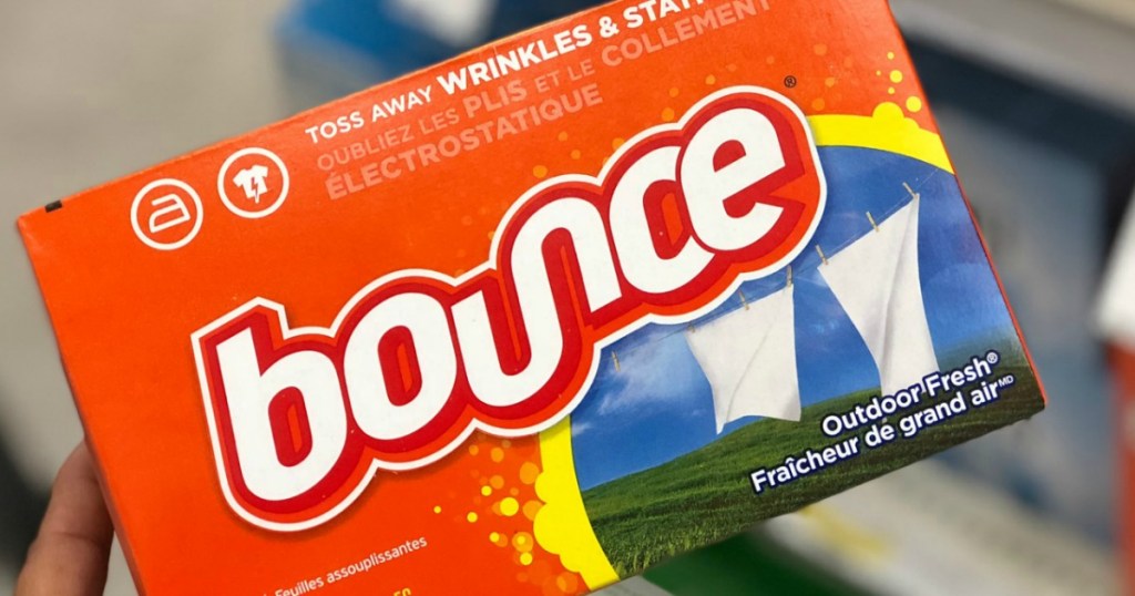 Package of Bounce Dryer Sheets in Outdoor Fresh Scent in store