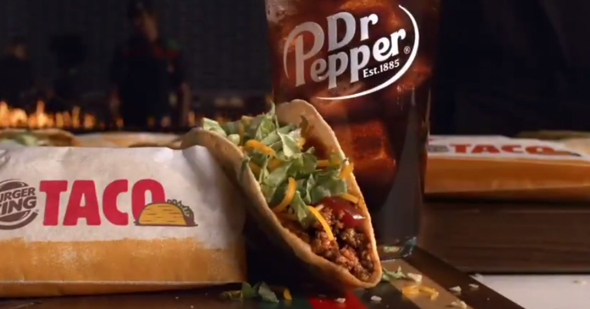 Burger King Crispy Tacos and drink on table