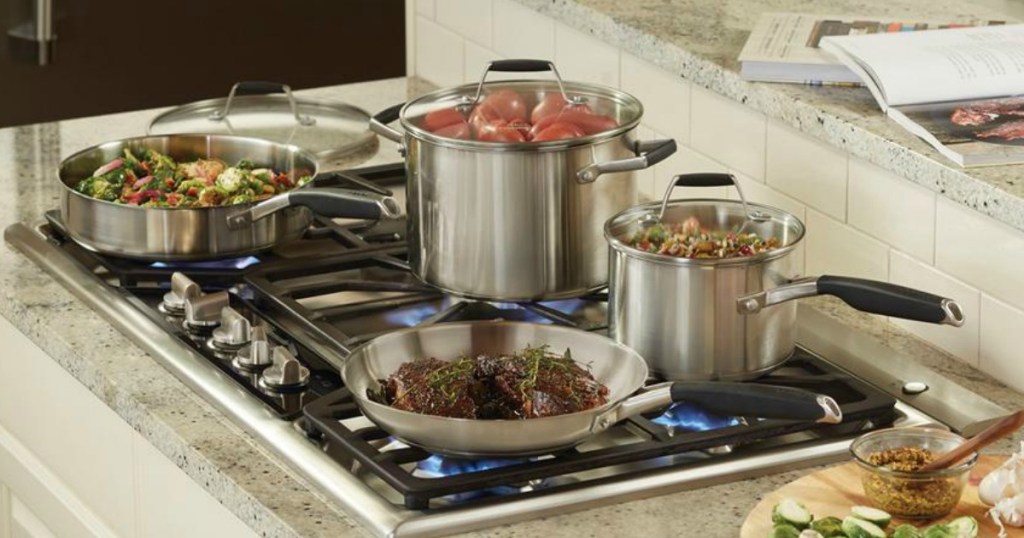 Calphalon Select Pans arranged on stove