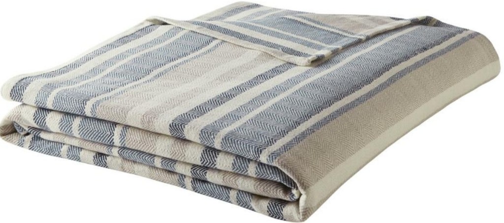 Folded Blue Stripe Eddie Bauer Blanket