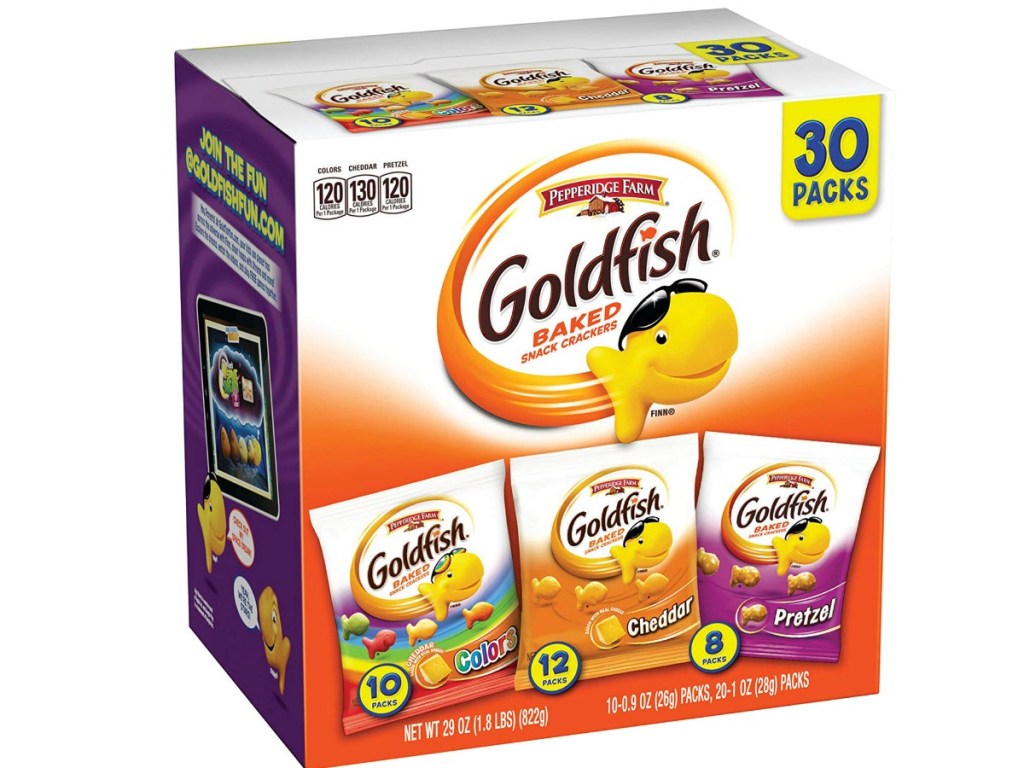 big box of snack sized bags of goldfish crackers